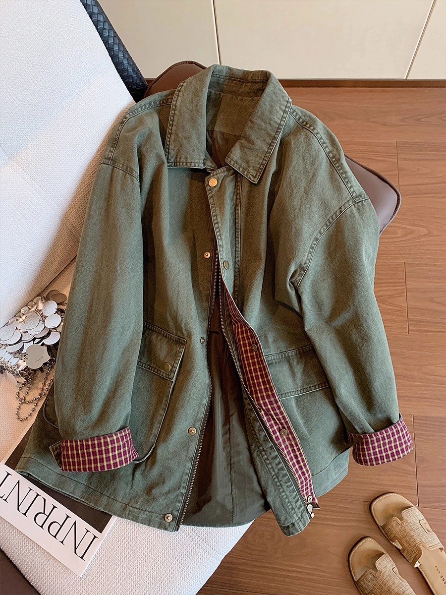 Down Jacket Packable - Giacca di jeans verde militare vintage