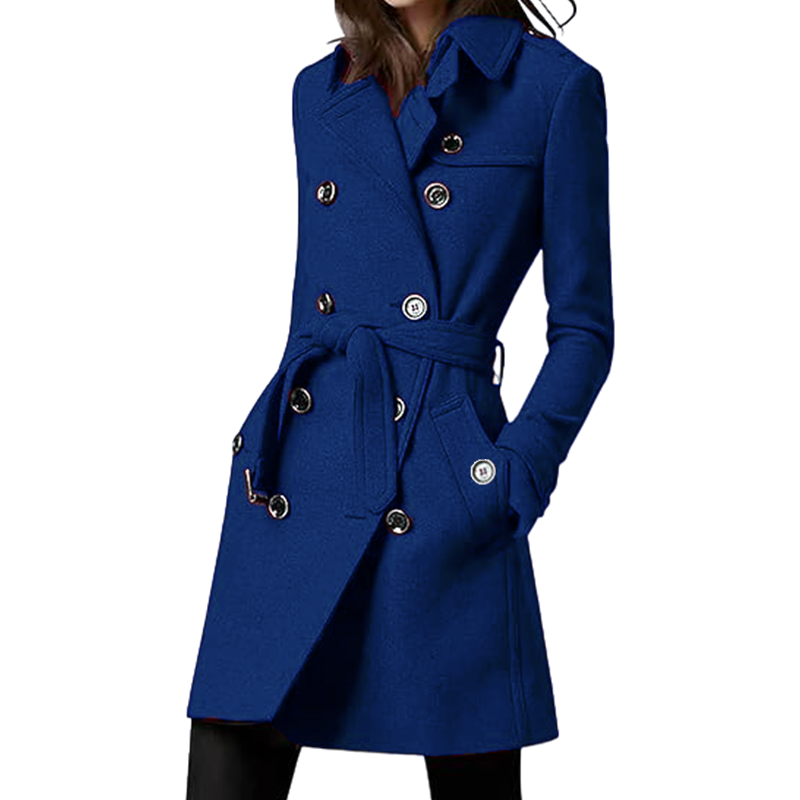 Wool Coat Peacoat - Trench da donna misto lana fodera