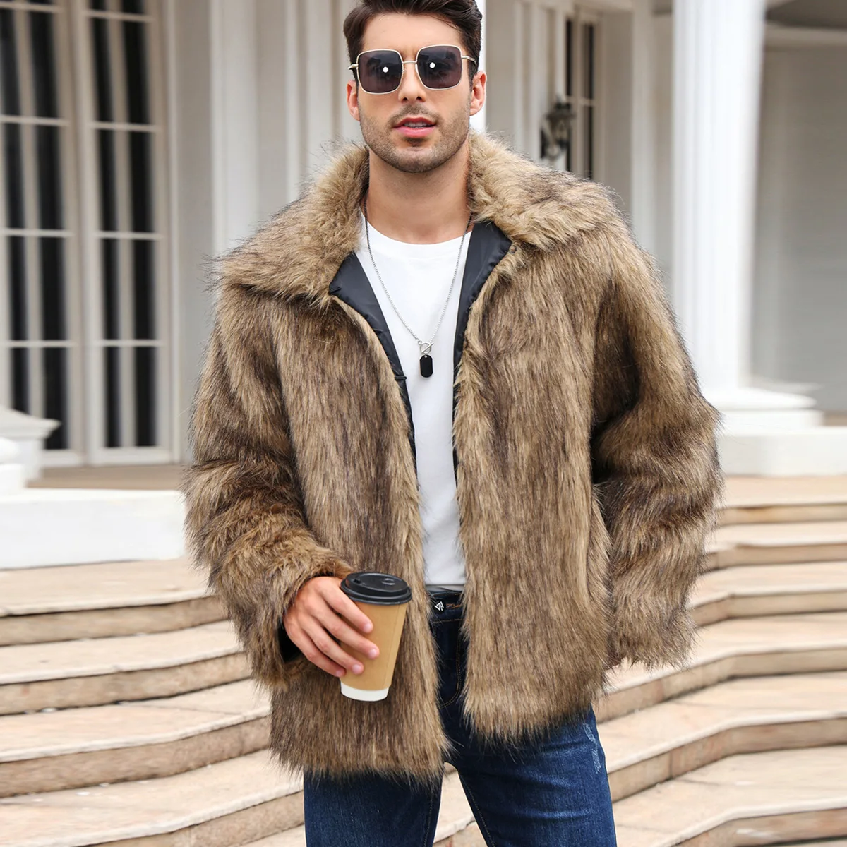 Down Jacket Packable - Cappotto da uomo in pelliccia di