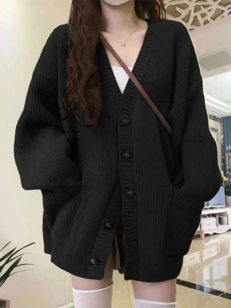 Wool Coat Peacoat - Cardigan allentato da donna manica lunga