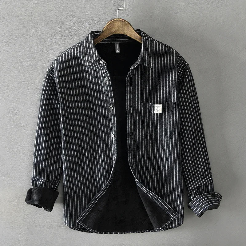 Uomo inverno moda foderato in  - Flannel Shirt Lined recensione e prezzo